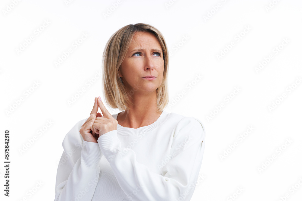 Picture of blonde woman isolated over white background Picture of blonde woman isolated over white background