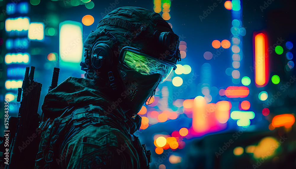Generative AI illustration of a Creative Art a special forces soldier ...
