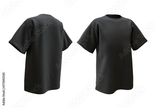 3d rendering mockup of black short sleeve tshirt perspective view