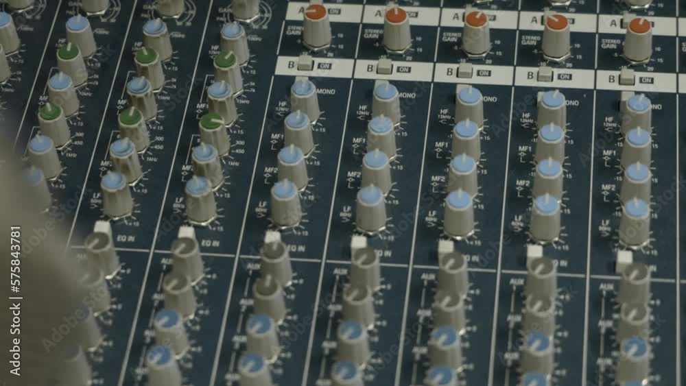 Close up of a professional Audio sound mixer in a recording studio