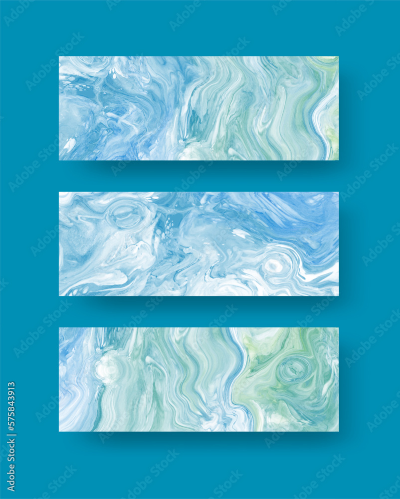 Elegant banner template design with blue paint set. Elegant banner template design with blue paint set.