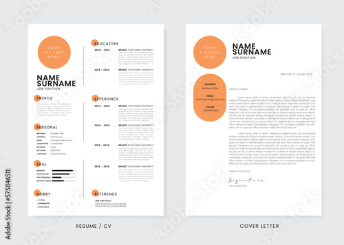 Minimalist CV Resume and Cover Letter Design Template. Super Clean and Clear Professional Modern Design. Stylish Minimalist Elements and Icons with Soft Grey Color - Vector Template.