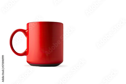 Mug mock up. Red ceramic mug. Red mug mock up isolated on white background. 3D illustration. Generative AI.