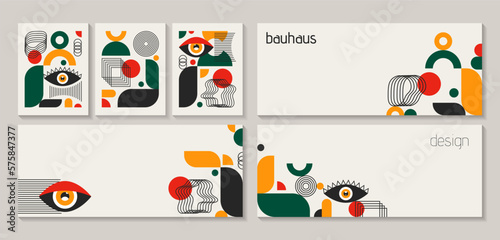 Bauhaus eye posters and web banners. Neo geometric shapes.