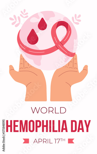 Flat world hemophilia day illustration for banner. April 17.