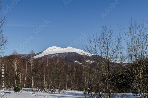 Fototapeta Naklejka Na Ścianę i Meble -  Bieszczady w zimie z połoniny Wetlińskiej 