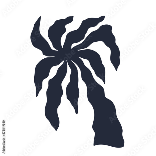 Matisse inspired palm tree contemporary botanical minimalist plant. Abstract summer palm tree shape isolated graphic element. Vector floral Henri Matisse style illustration. Hand drawn modern leaves.