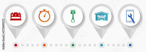 Workshop vector icons, car service flat design web pointers collection, business concept infographic template