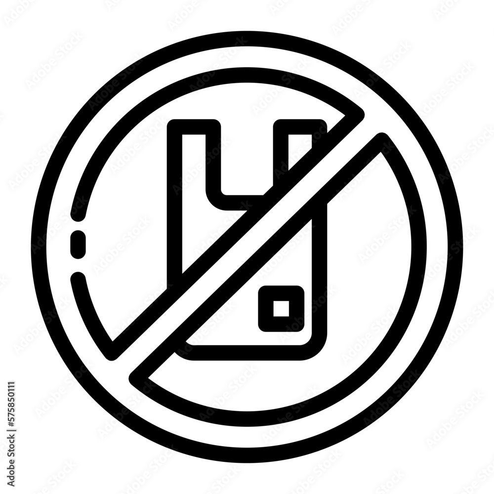 no plastic line icon