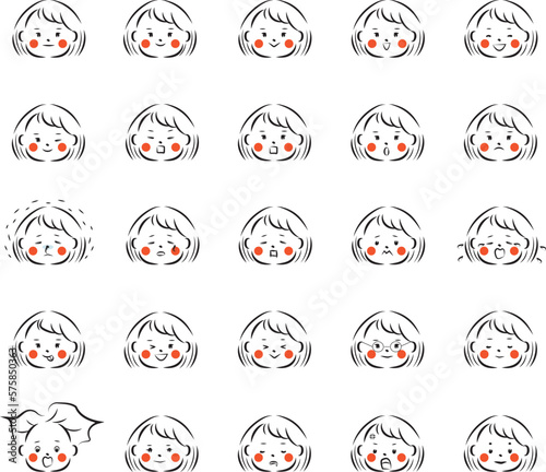 こどもの顔の表情のアイコンB-2