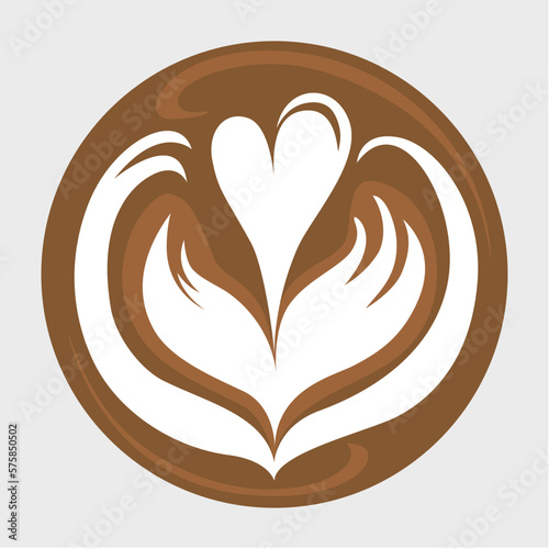 Tulip Latte art Coffee Logo Design on white background, Vector illustration
