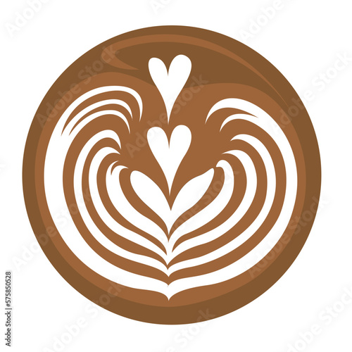 Tulip Latte art Coffee Logo Design on white background, Vector illustration