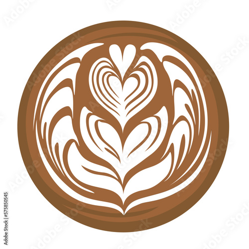 Wing Tulip Latte art Coffee Logo Design on white background, Vector illustration