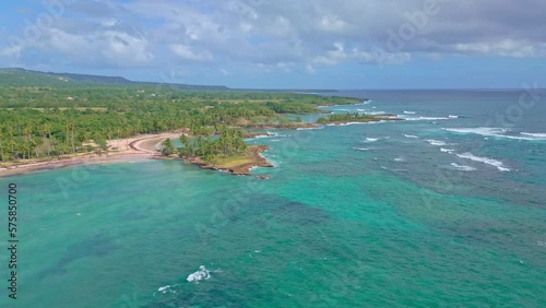 Wallpaper Mural Los Coquitos beach and coast, Cabrera in Dominican Republic. Aerial drone panoramic view Torontodigital.ca