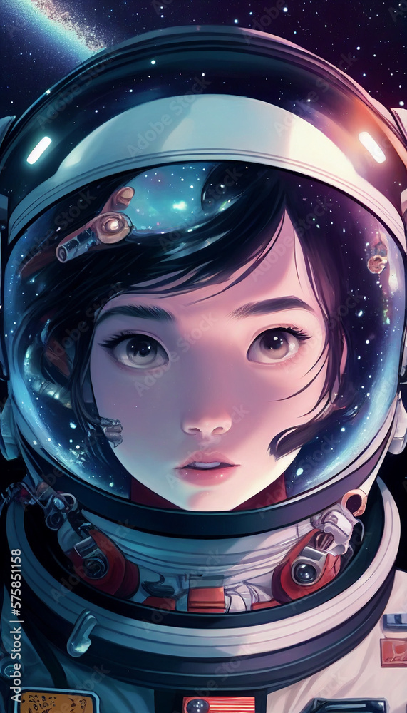 Beautiful astronaut asian woman