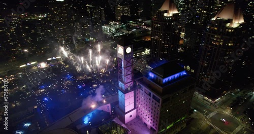 Side View of Incredible Fireworks Downtown Mississauga Celebration Square photo