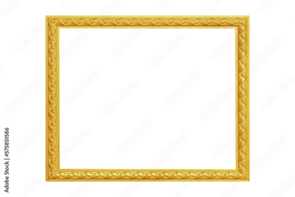 The antique gold frame isolated on the white background ,clipping path included for design