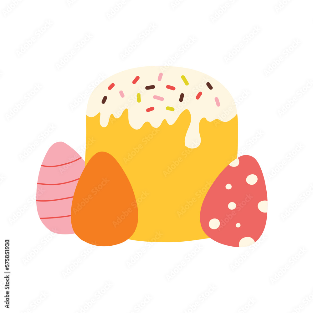 Easter cake with eggs. Vector illustration. Flat style. Easter cake with eggs. Vector illustration. Flat style.