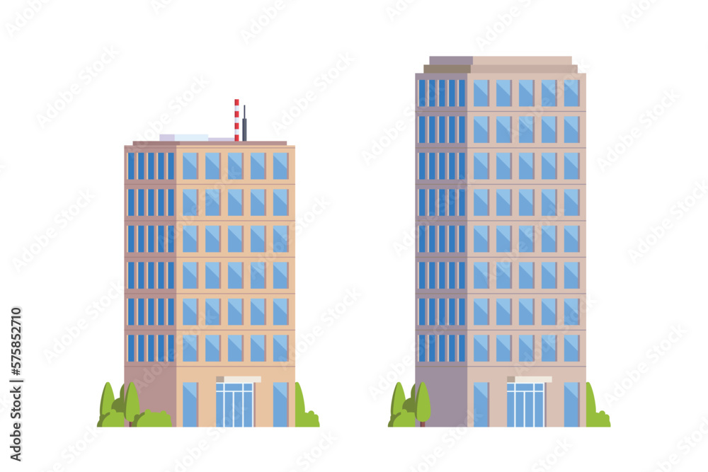 Vector elements representing high rise buildings for city illustration