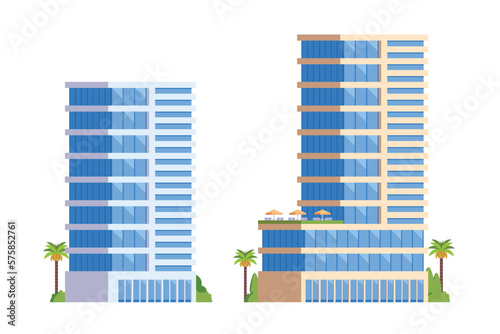 Vector elements representing high rise buildings for city illustration