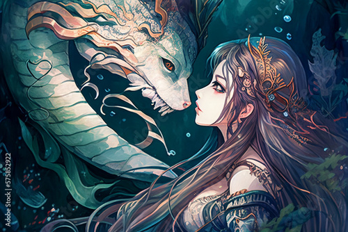 woman and dragon