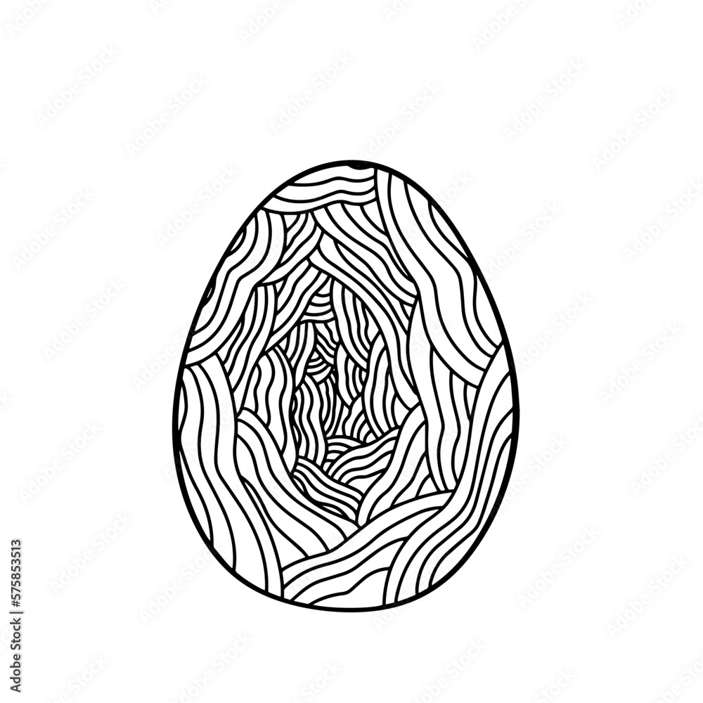 Easter Egg Hand Drawn Wavy Lines Adult Coloring Easter Egg Hand Drawn Wavy Lines Adult Coloring