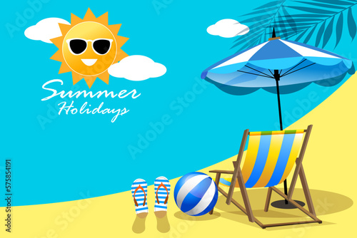 Hello summer holidays, summertime poster,banner, vector