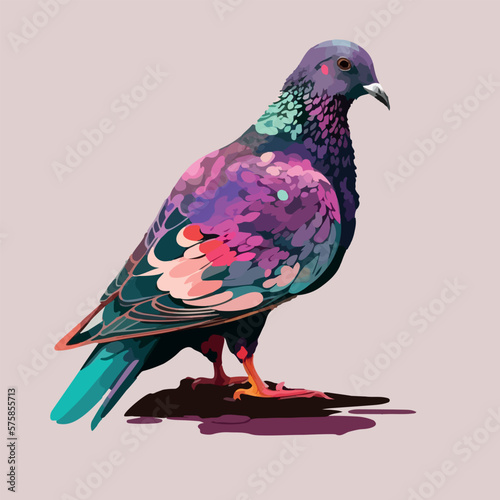 Colorful pigeon pop art style vector illustration