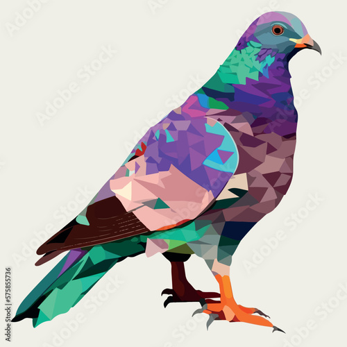 Colorful pigeon pop art style vector illustration