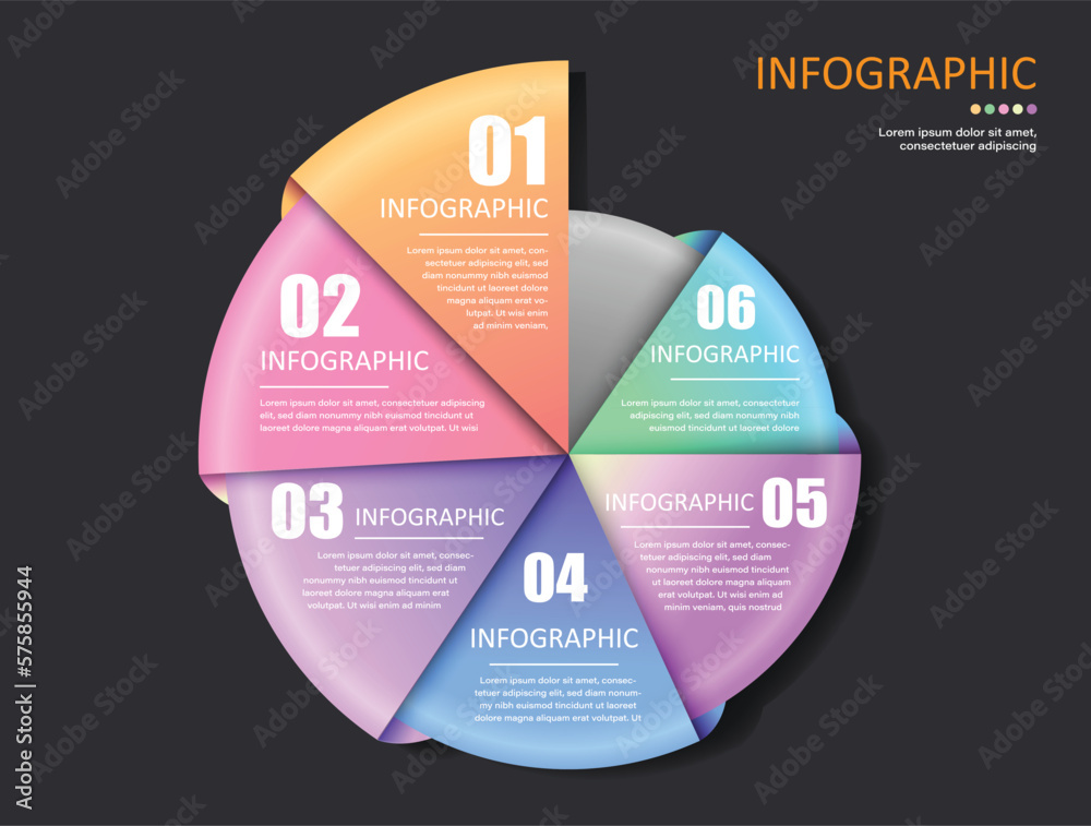 This circular infographic is divided into 6 sections or 6 steps in a ...