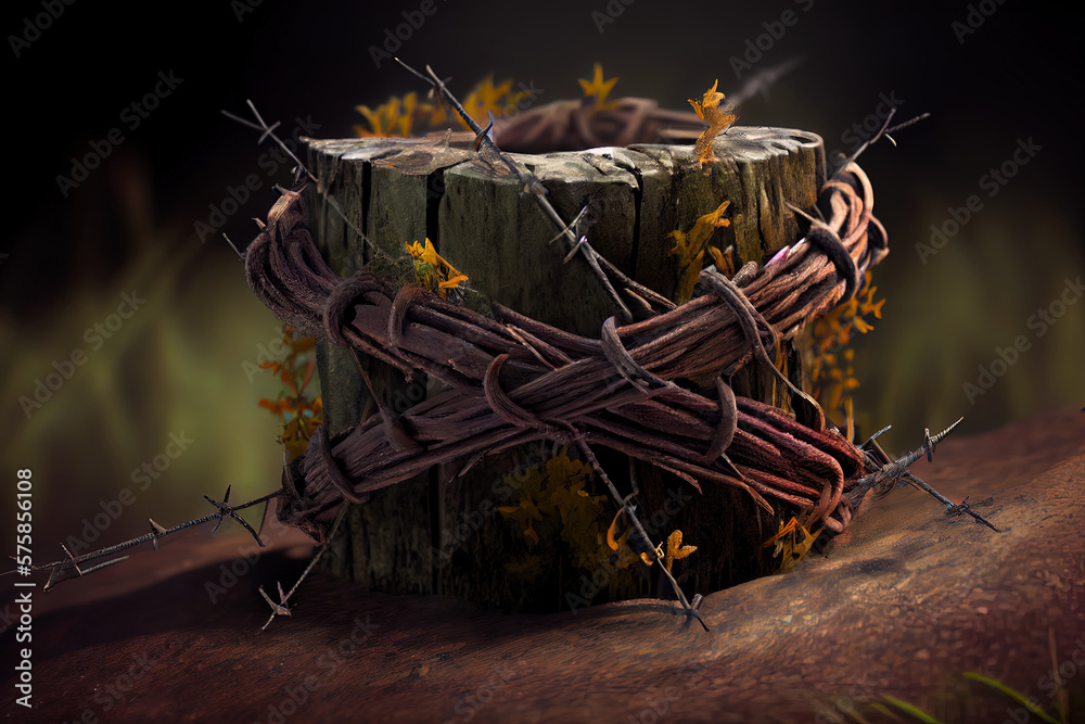Surprising Old rusted barbed wire of the second world war, skein. realistic. Generative Ai Surprising Old rusted barbed wire of the second world war, skein. realistic. Generative Ai