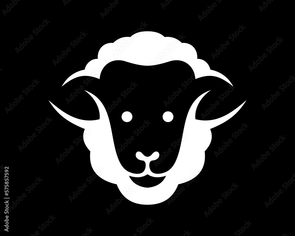 Sheep Lamb Ram Livestock Cattle Domestic Animal Portrait Negative Minimal Flat Vector Logo Design Sheep Lamb Ram Livestock Cattle Domestic Animal Portrait Negative Minimal Flat Vector Logo Design
