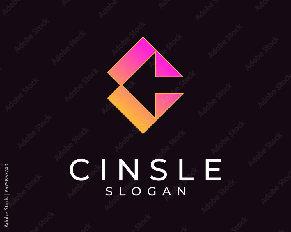 Letter C Initials Arrow Backward Left Direction Geometric Modern Vibrant Colorful Vector Logo Design Letter C Initials Arrow Backward Left Direction Geometric Modern Vibrant Colorful Vector Logo Design