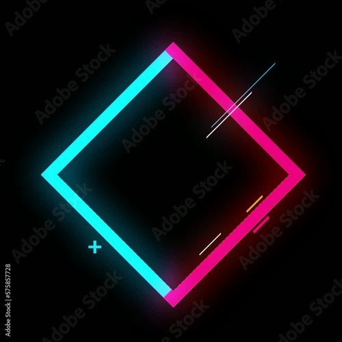 Colorful Neon Square Video Icon Animation