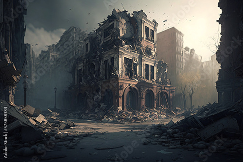destroyed city buildings because_war, generative ai