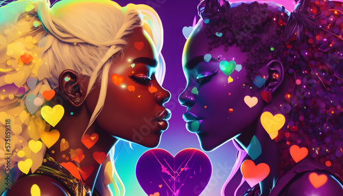 romantic kiss of homosexual couple  sculpture  love concept  3d rendering  gay love  lesbians  self love
