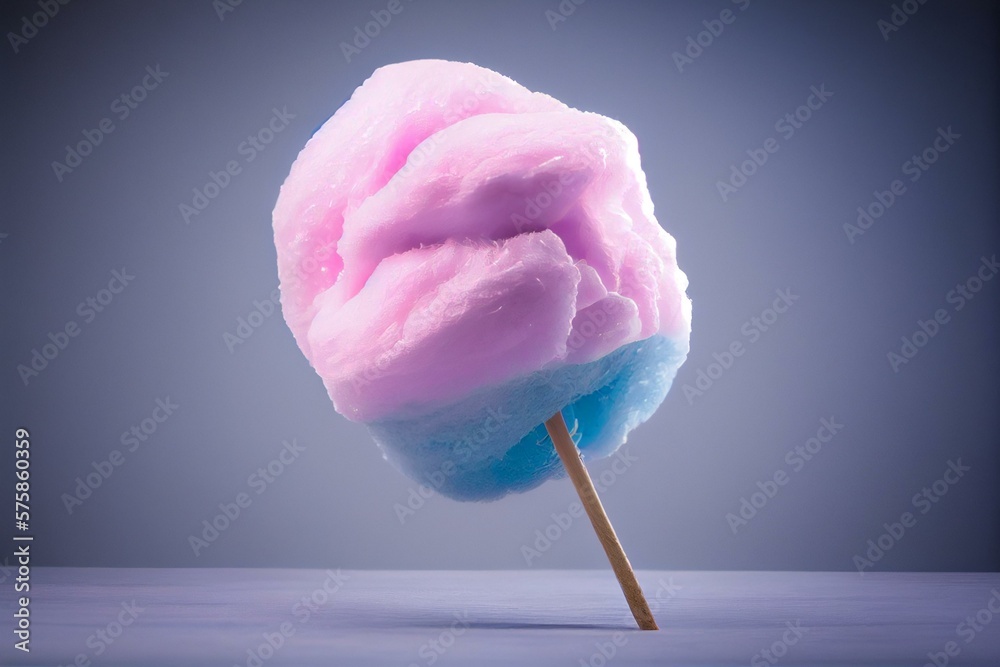 colorful cotton candy on a wooden stick, AI Generated colorful cotton candy on a wooden stick, AI Generated