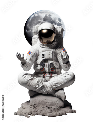 Astronaut spaceman illustration space station in outer space. Transparent Astronauts wear full spacesuits for space operations. Generative AI.
