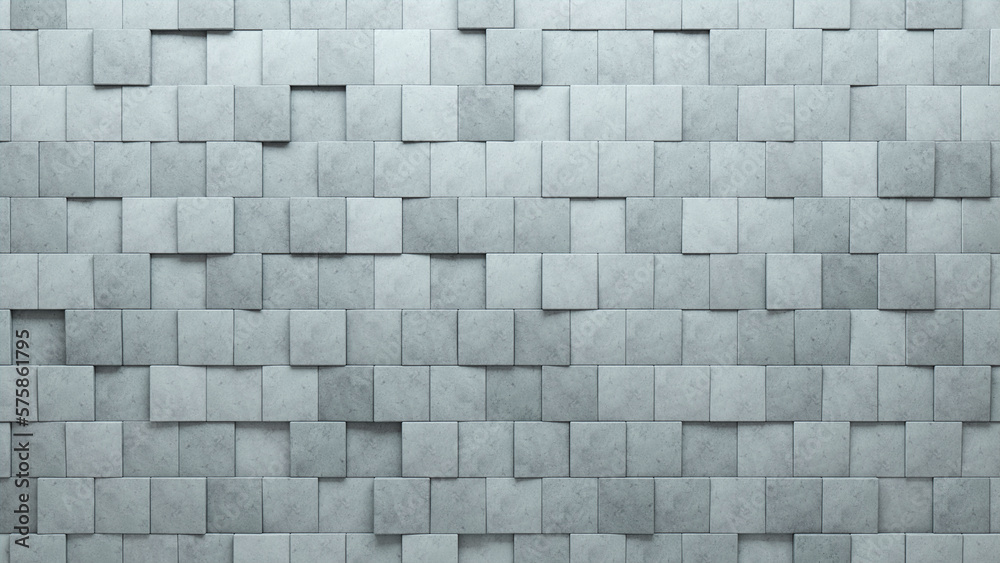 Polished, 3D Wall background with tiles. Square, tile Wallpaper with Semigloss, Concrete blocks. 3D Render Polished, 3D Wall background with tiles. Square, tile Wallpaper with Semigloss, Concrete blocks. 3D Render