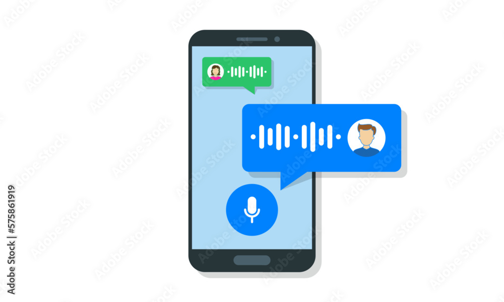 Voice message bubble, voice assistant audio chat UI UX interface, vector template. Voice assistance communication, message bubbles with microphone for audio record in messenger Voice message bubble, voice assistant audio chat UI UX interface, vector template. Voice assistance communication, message bubbles with microphone for audio record in messenger
