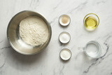 Soft lavash bread ingredients flour, yeasts, oil, water and salt. 