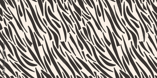 Zebra print skin vector illustration. Wildlife seamless pattern background.