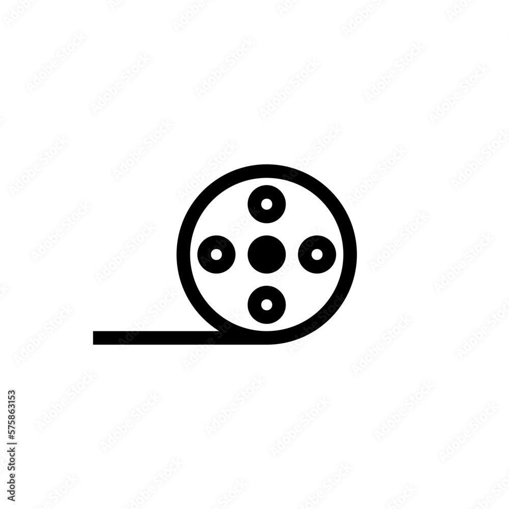Film reel line icon isolated on white background. Film reel line icon isolated on white background.