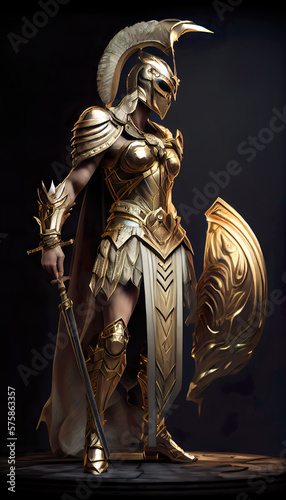 illustration of Athena. Ancient Greek God, Athena goddess of battle strategy, and wisdom in Greek Mythology. artwork, Non-existent person
