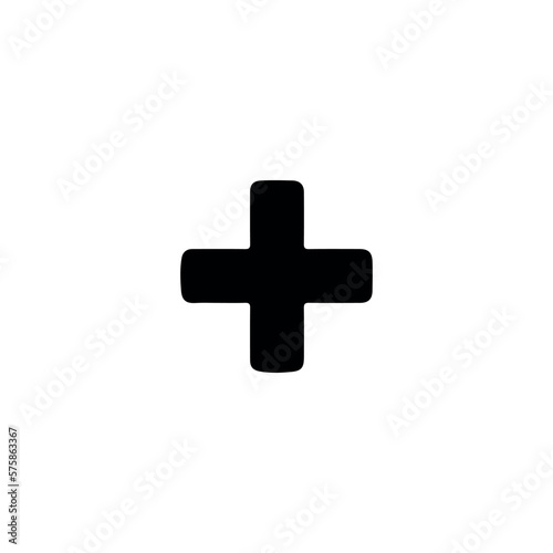 Add button. Add icon. Simple style Christian religion holiday poster background symbol. Cross brand logo design element. Cross t-shirt printing. vector for sticker.