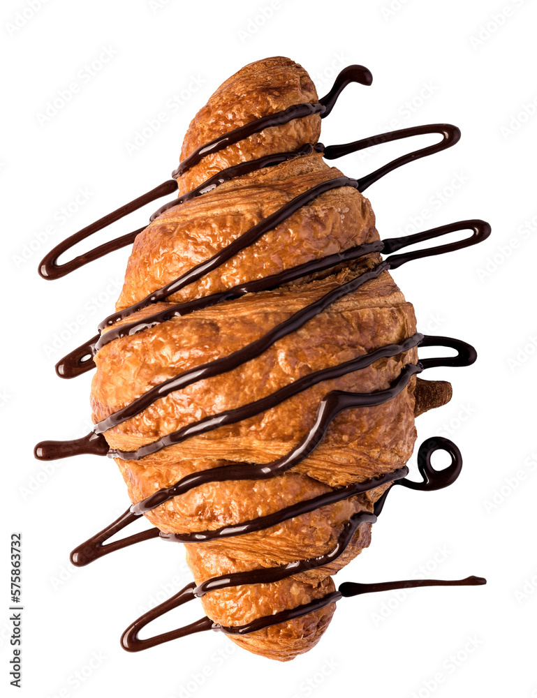 freshly baked croissants on transparent background. png file - obrazy, fototapety, plakaty 