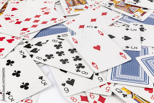 playing poker cards on white background