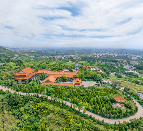 Aerial photography of Longquan Ancient Temple in Luquan District, Shijiazhuang City, Hebei Province, China