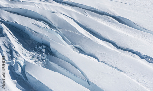 Aerial image of crevasses on the flanks of Mount Erebus, Antarctica. photo