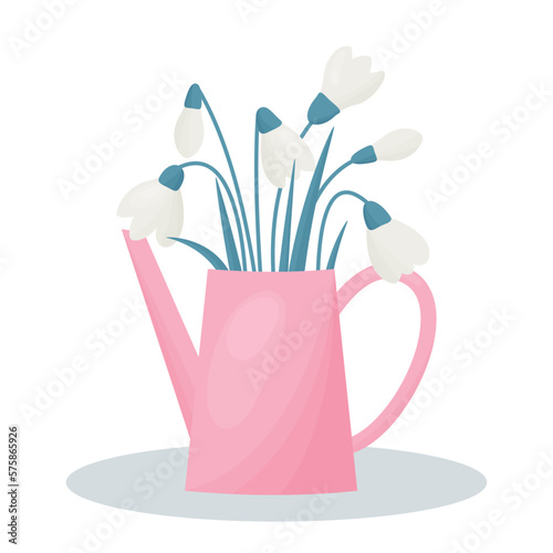 bouquet of flowers in a watering can